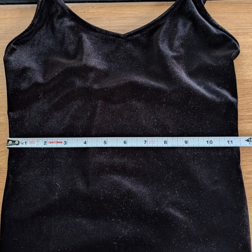 Anine Bing Alissa Bodysuit Womens Black Velour Logo Scoop Sleeveless Minimalist - Picture 6 of 8